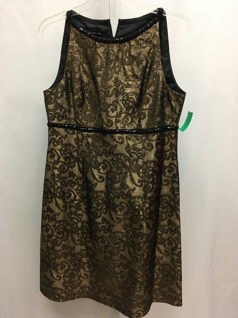 Size 8 Jones New York Gold/Black Sleeveless Dress