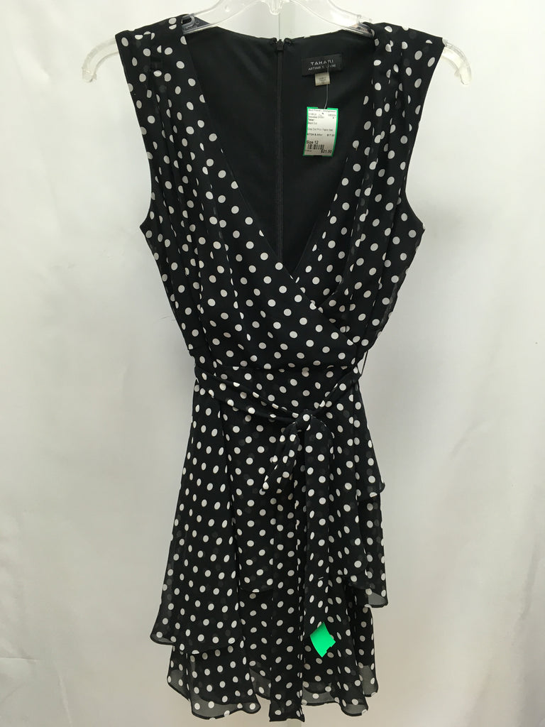 Size 12 Tahari Black Dot Sleeveless Dress