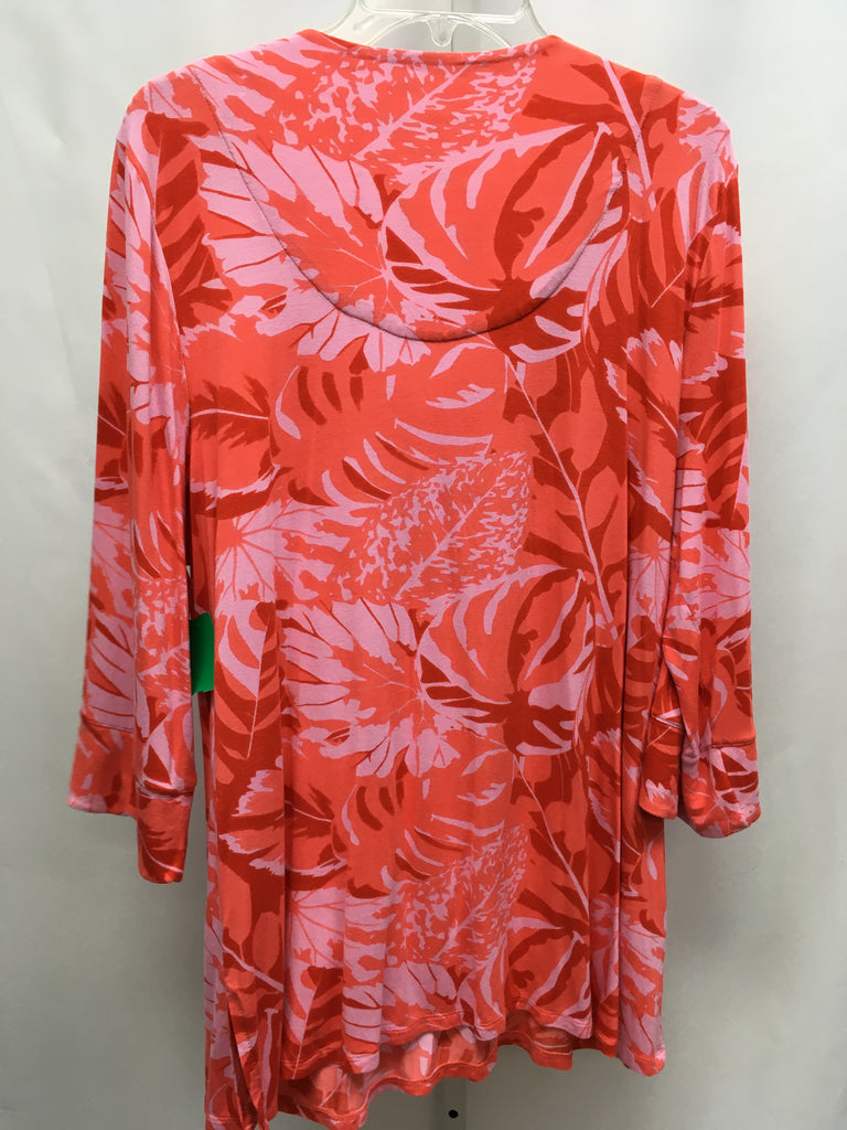 Soft Surroundings Size 1X Coral Floral 3/4 Sleeve Tunic