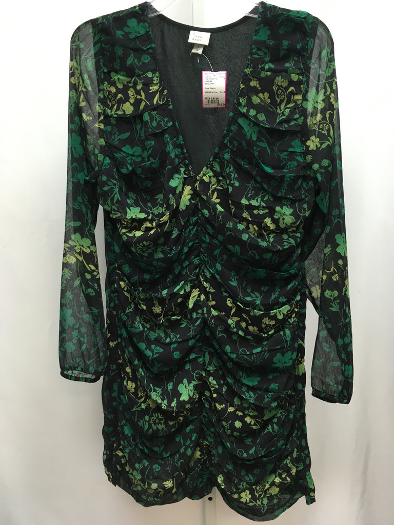 Size Large a new day Black/Green Long Sleeve Dress