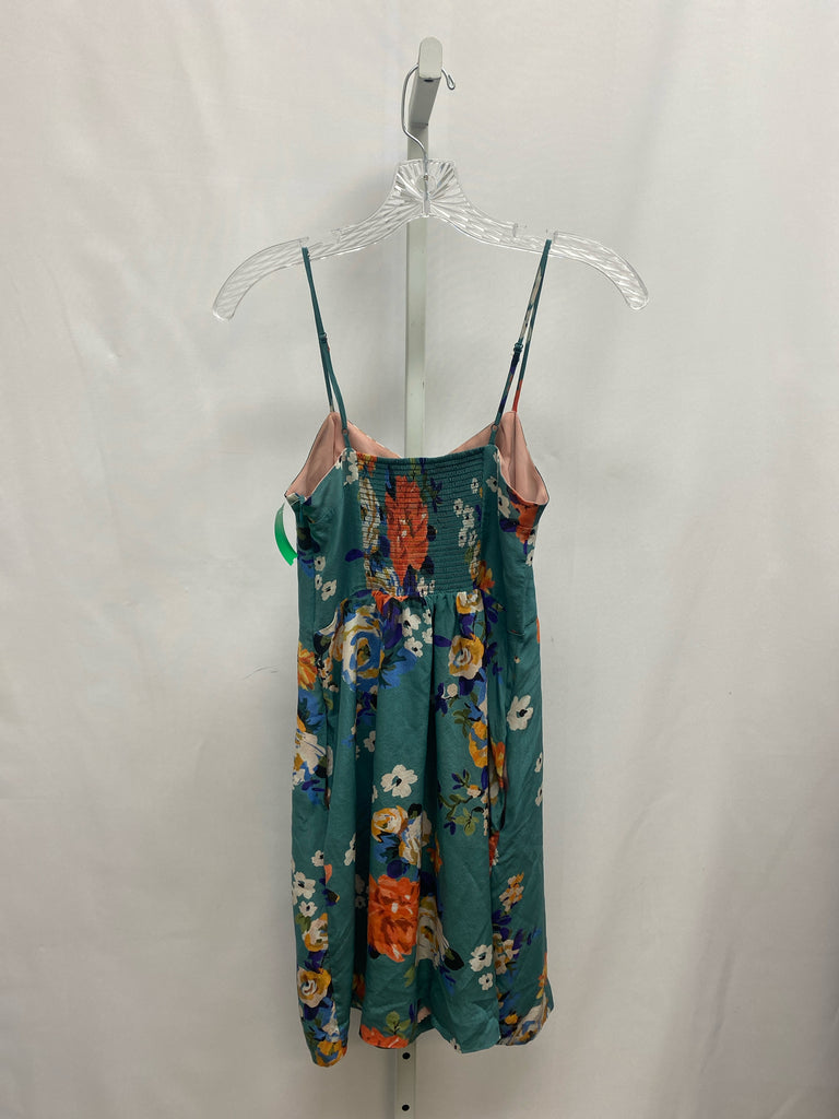 Moulinette Soeurs Size 2 Teal Floral Junior Dress
