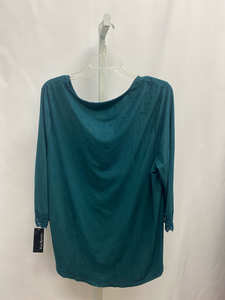 Kim Rogers Size XL Blue 3/4 Sleeve Top