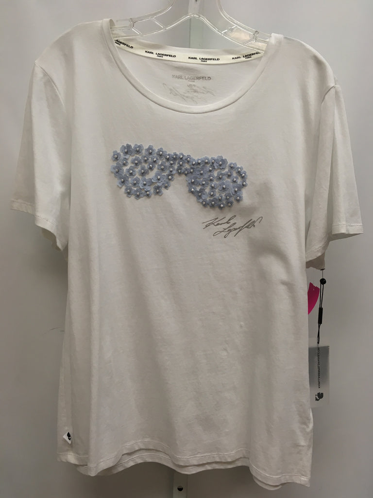 Karl Lagerfeld Size Large White Short Sleeve Top