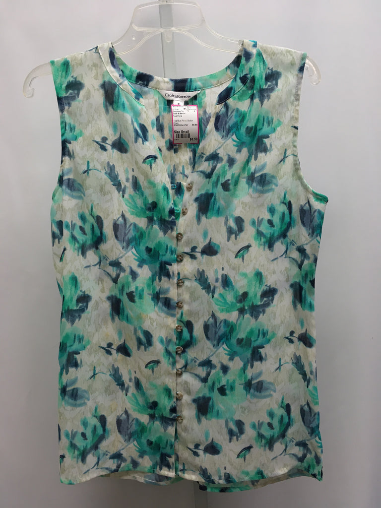 Croft & Barrow Size Small Teal Floral Sleeveless Top