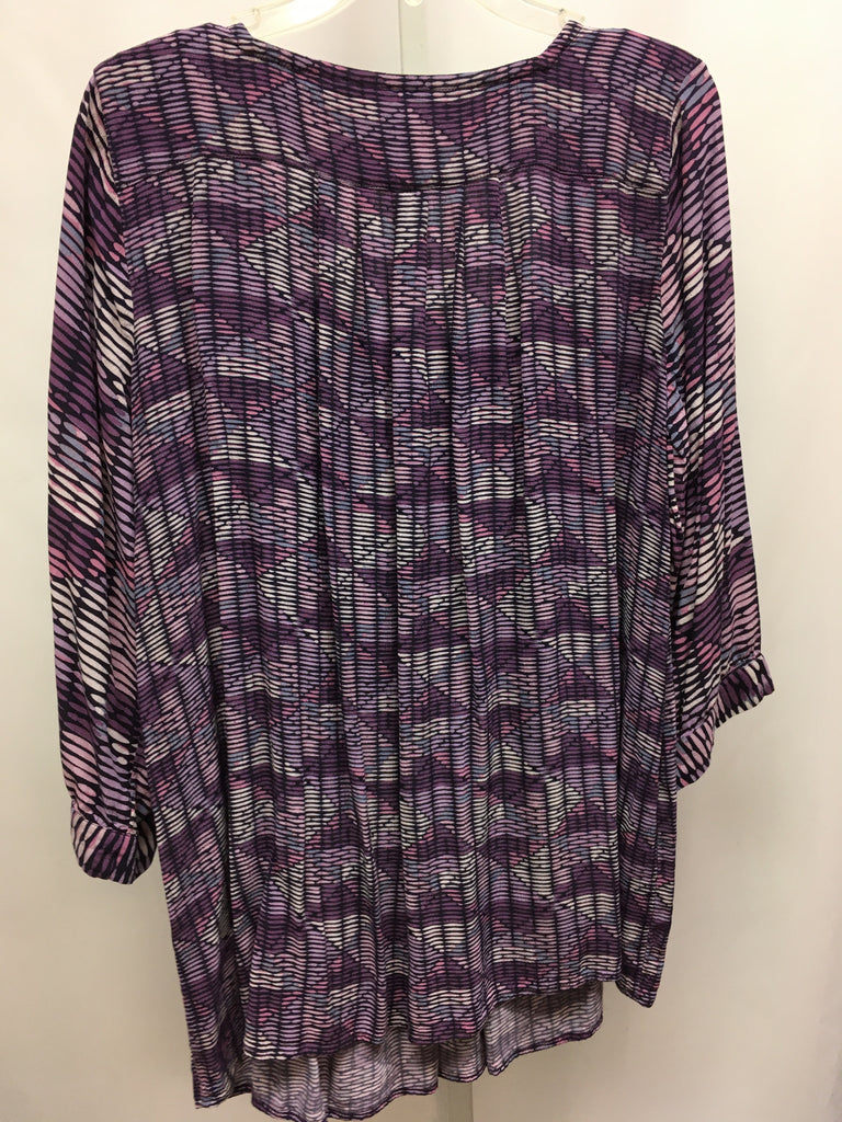 Soft Surroundings Size XL Purple Print 3/4 Sleeve Top