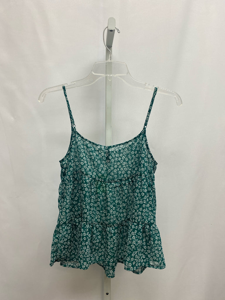Divided Size Small Green/White Sleeveless Top