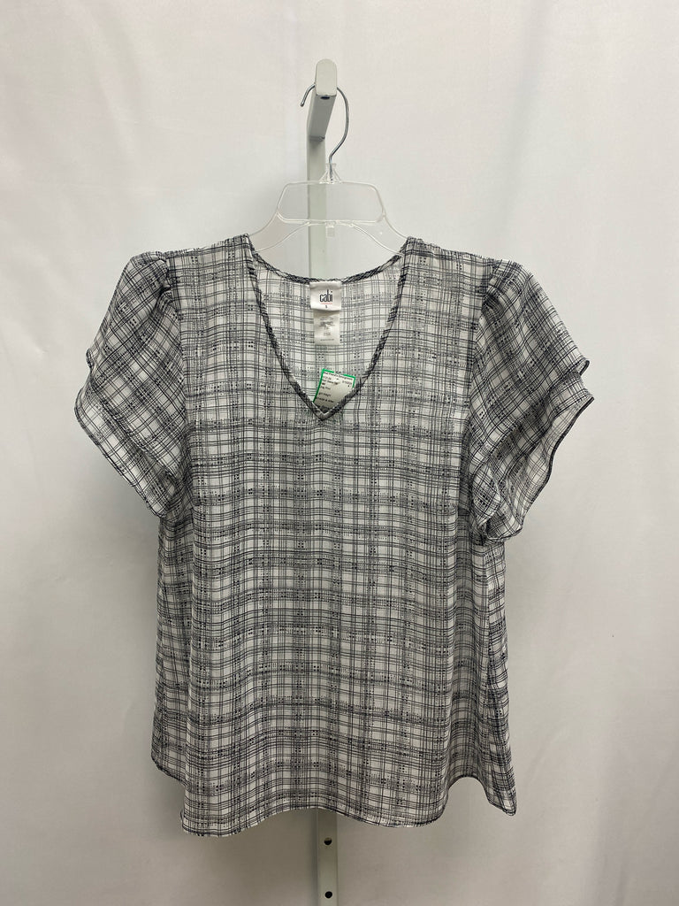 Cabi Size Small Gray Print Short Sleeve Top