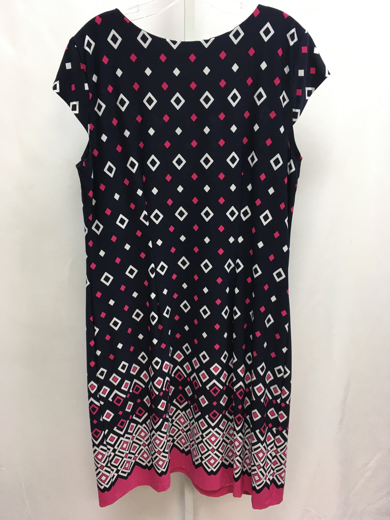 Size XL Liz Claiborne Navy Print Short Sleeve Dress