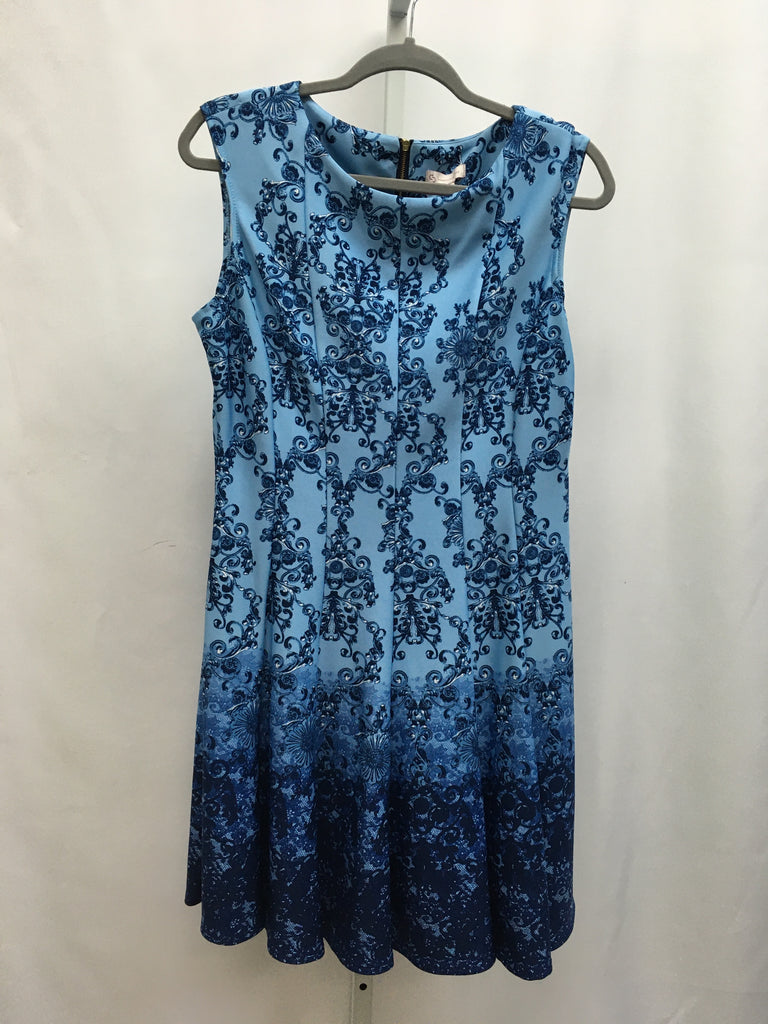 Size 10 Christopher & Banks Blue Print Sleeveless Dress