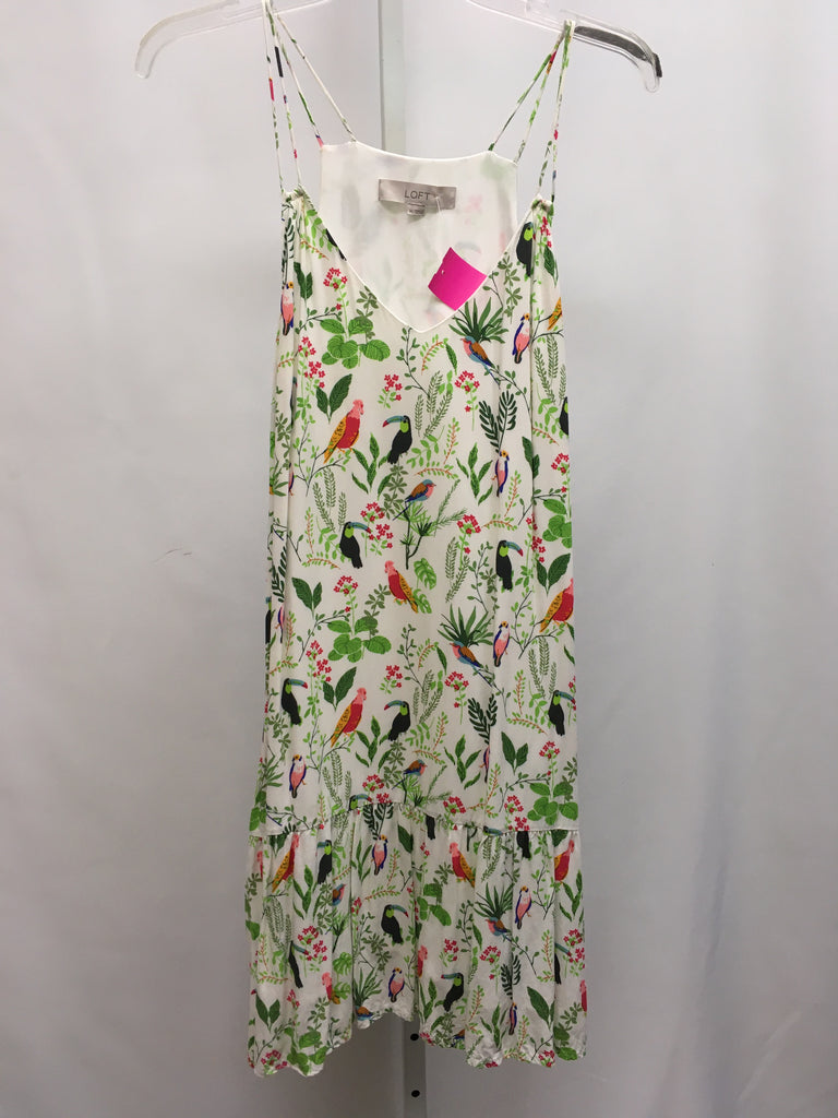 Size Medium LOFT White Print Sleeveless Dress