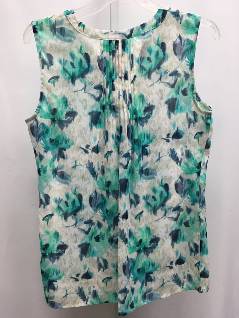 Croft & Barrow Size Small Teal Floral Sleeveless Top