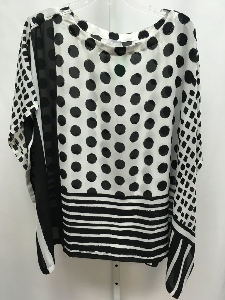 Chico's Size S/M Gray/Black 3/4 Sleeve Top