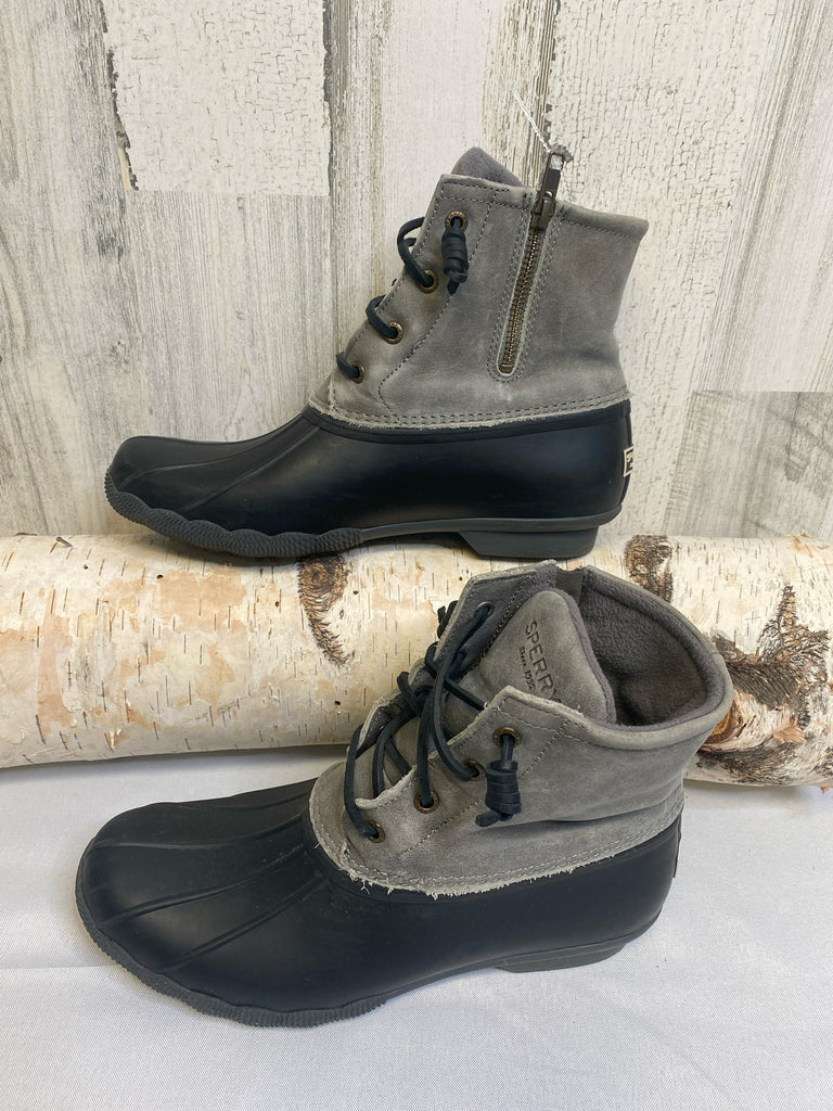 Sperry Size 9 Black/Gray Rain Boots