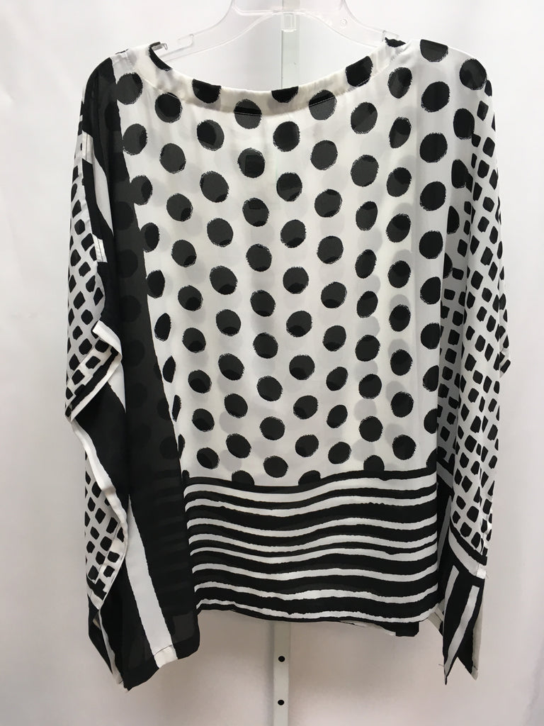 Chico's Size S/M Gray/Black 3/4 Sleeve Top