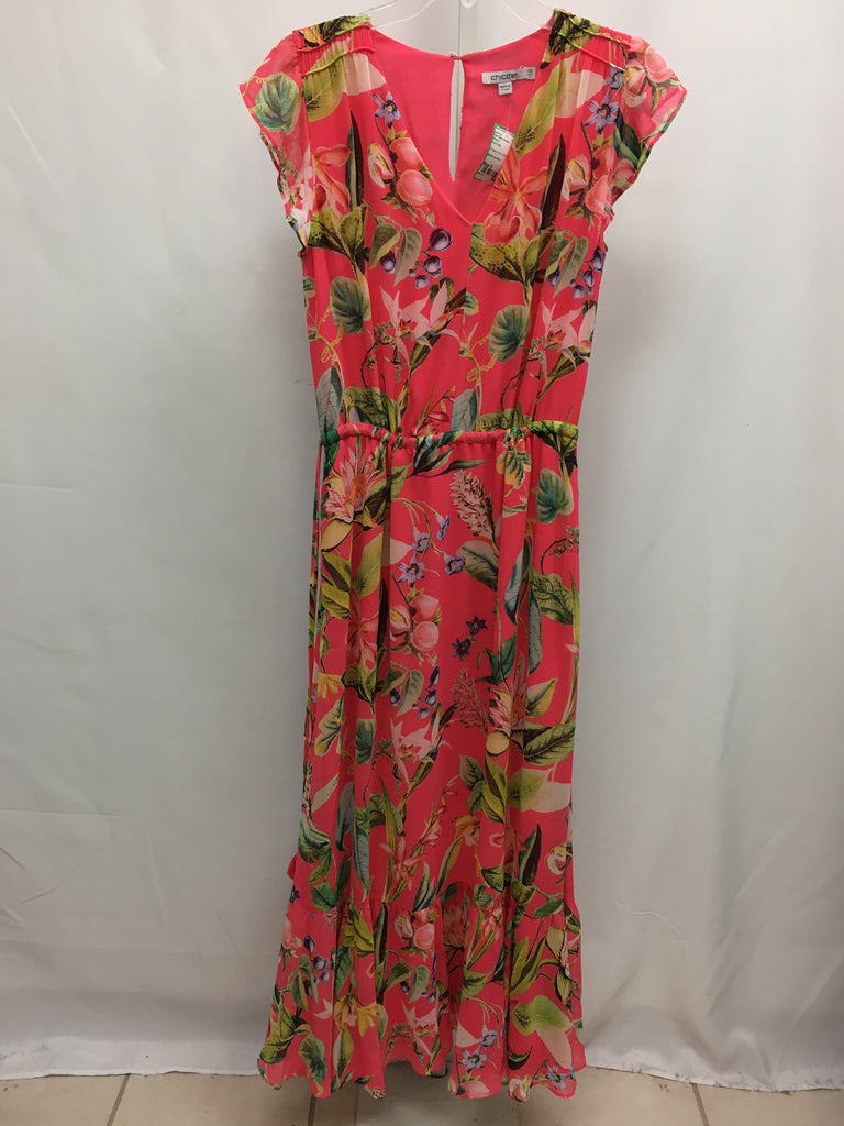 Size 6 Chico's Pink Floral Short Sleeve Dress