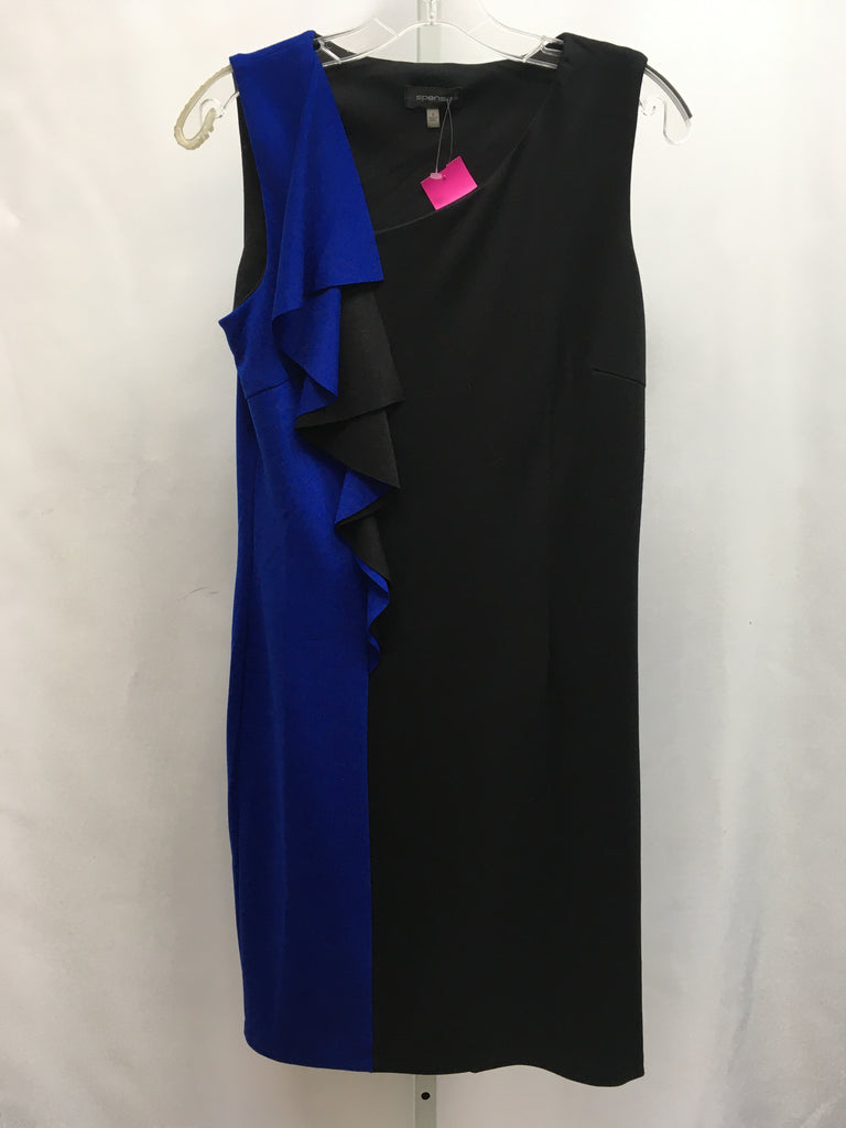 Size 6 Spense Black/Blue Sleeveless Dress