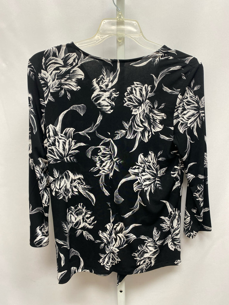 Inc Size Medium Black Floral Long Sleeve Top