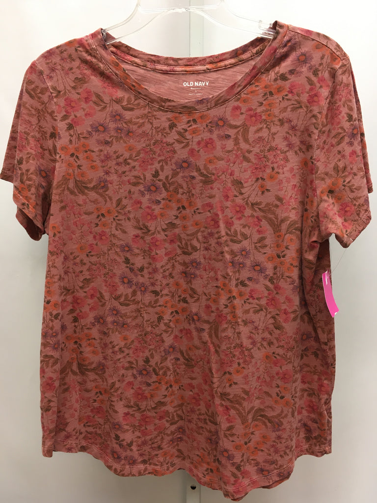 Old Navy Size Large Rose Print Short Sleeve Top