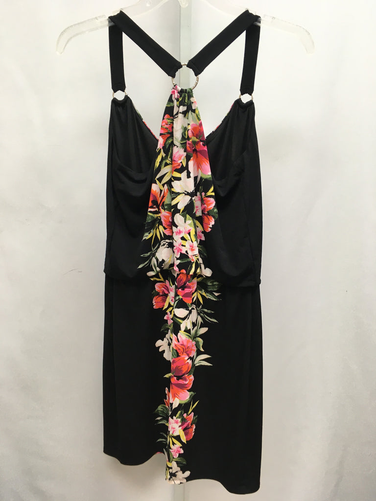 WHBM Size Small Black Floral Sleeveless Dress