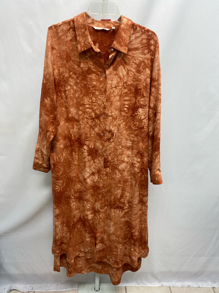 Size L Soft Surroundings Rust Print Long Sleeve Dress