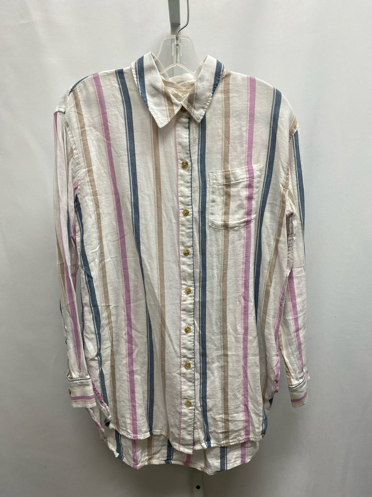 Caslon Size Small White Stripe Long Sleeve Top