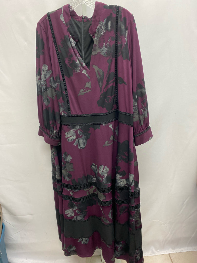 Size 22W Taylor Burgundy Long Sleeve Dress