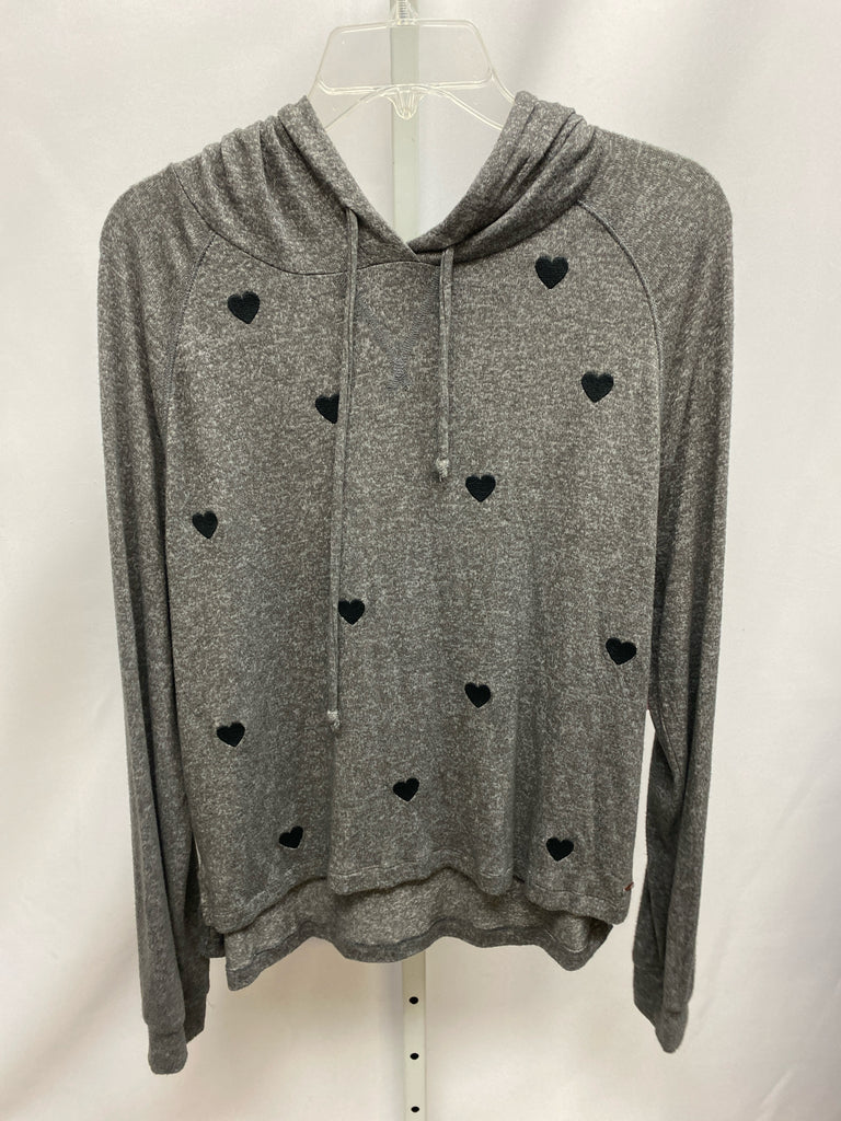 Pink Size Medium Gray Print Long Sleeve Top