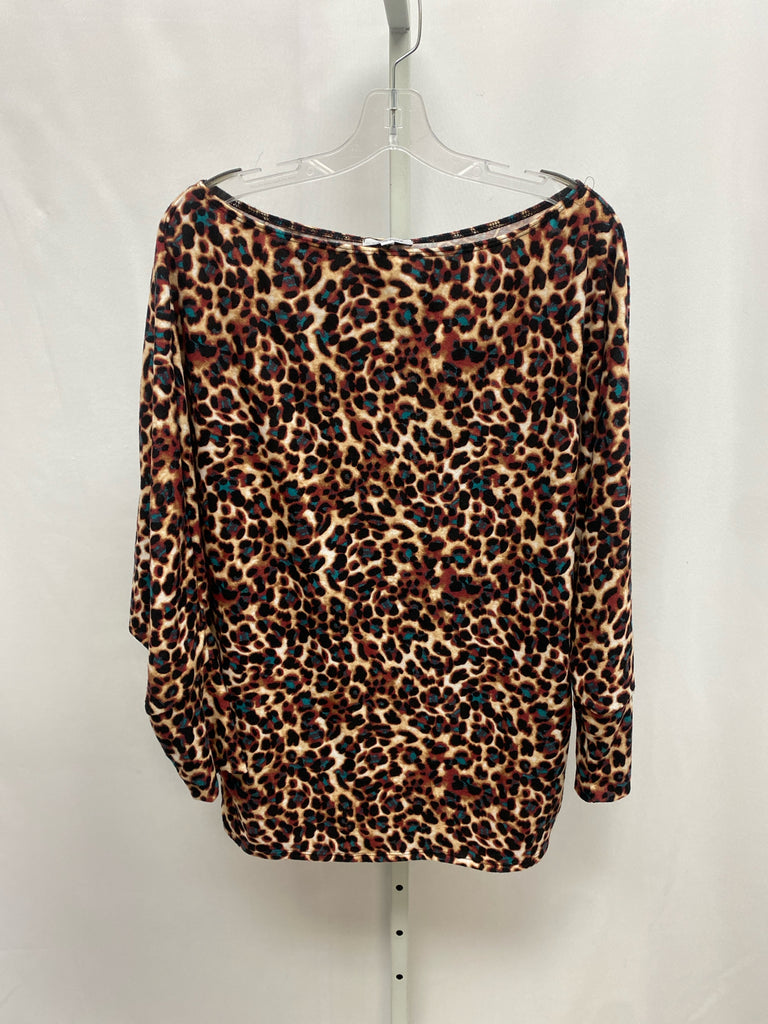 White birch Size Large Tan Print Long Sleeve Top