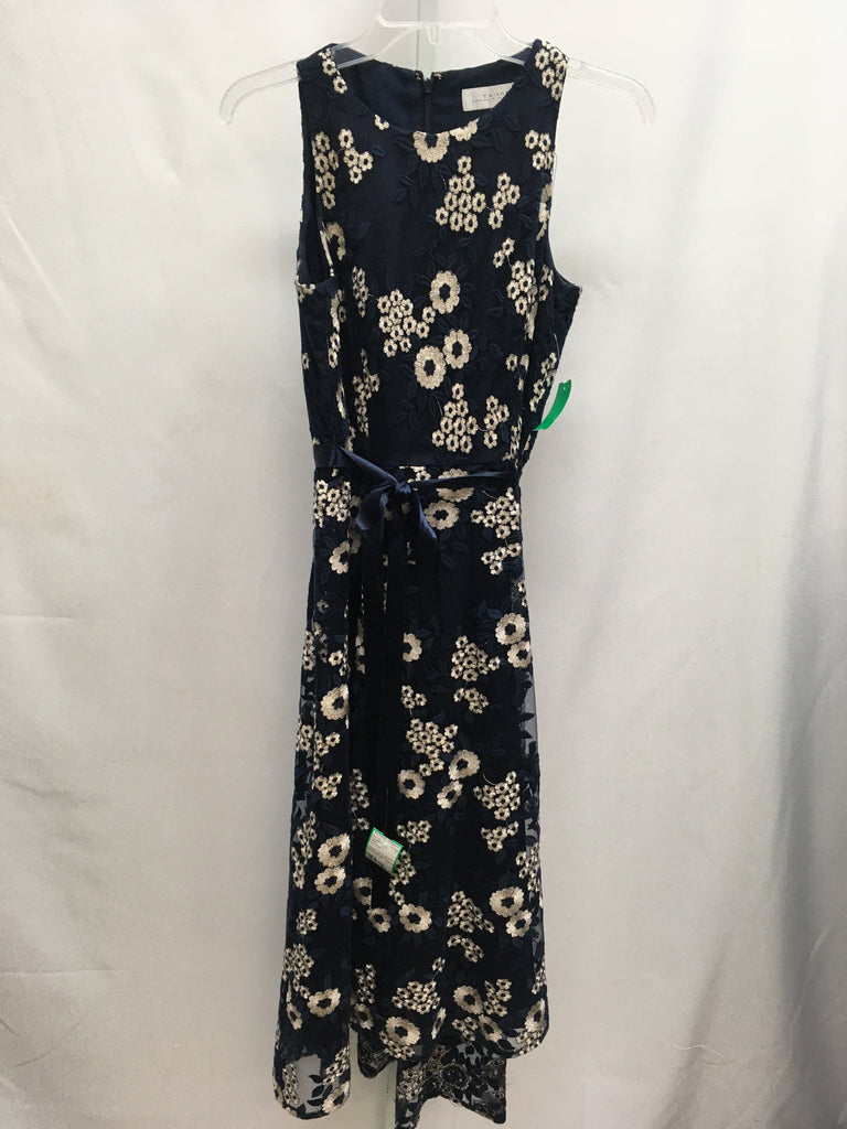 Size 4 Tahari Navy Floral Sleeveless Dress