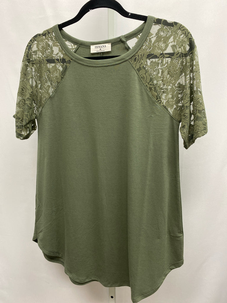 Zenana Size Medium Olive Short Sleeve Top