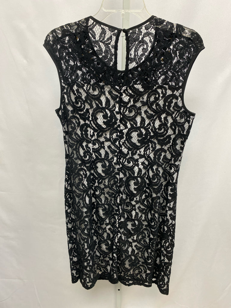 Size 12 adrianna papell Black Lace Short Sleeve Dress