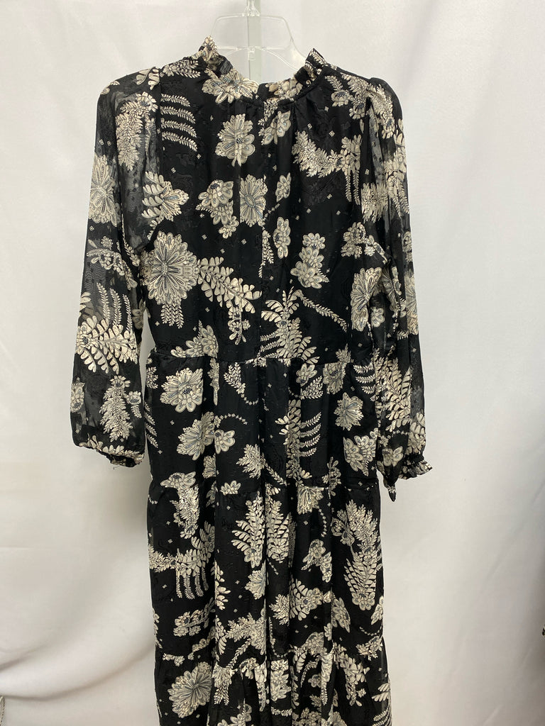 Size Medium Black Floral Long Sleeve Dress