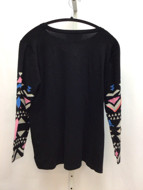 Custo Barcelona Size Large Black Print Long Sleeve Sweater