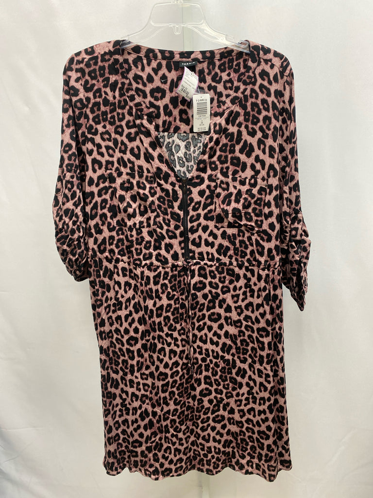 Size 3X Torrid Pink Print 3/4 Sleeve Dress