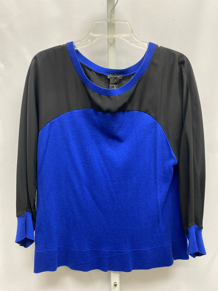 Ann Taylor Size Large Black/Blue 3/4 Sleeve Top