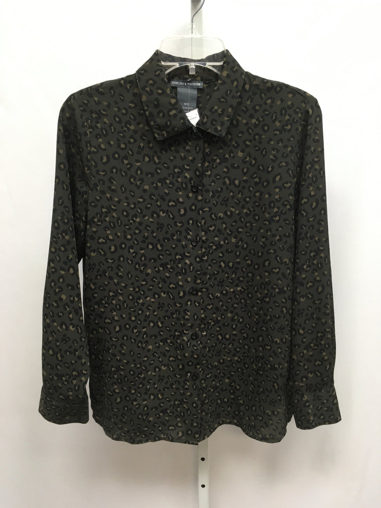 Chelsea & Theodore Size Small Gray Animal Long Sleeve Top