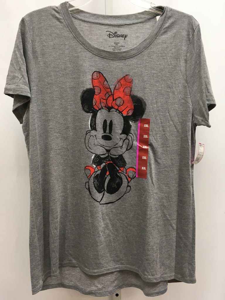 Disney Size XXL Gray Print Short Sleeve Top