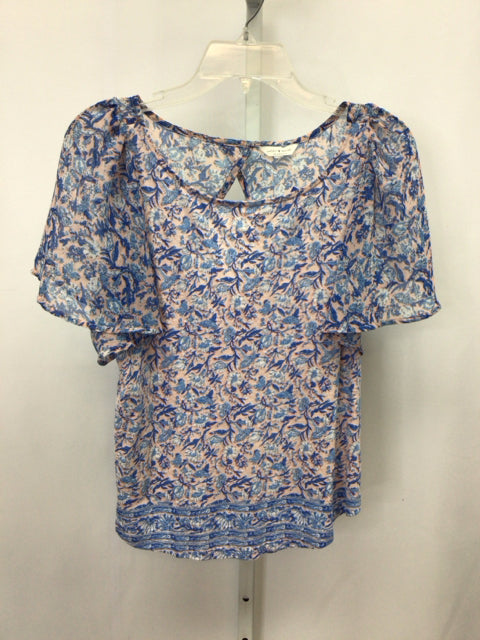 Lucky Brand Size Small Blue/Pink Short Sleeve Top