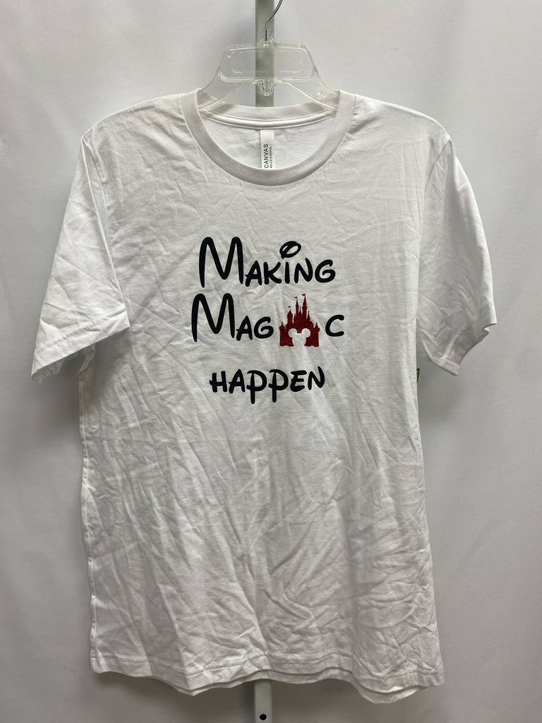 Canvas Size Large White Short Sleeve Top