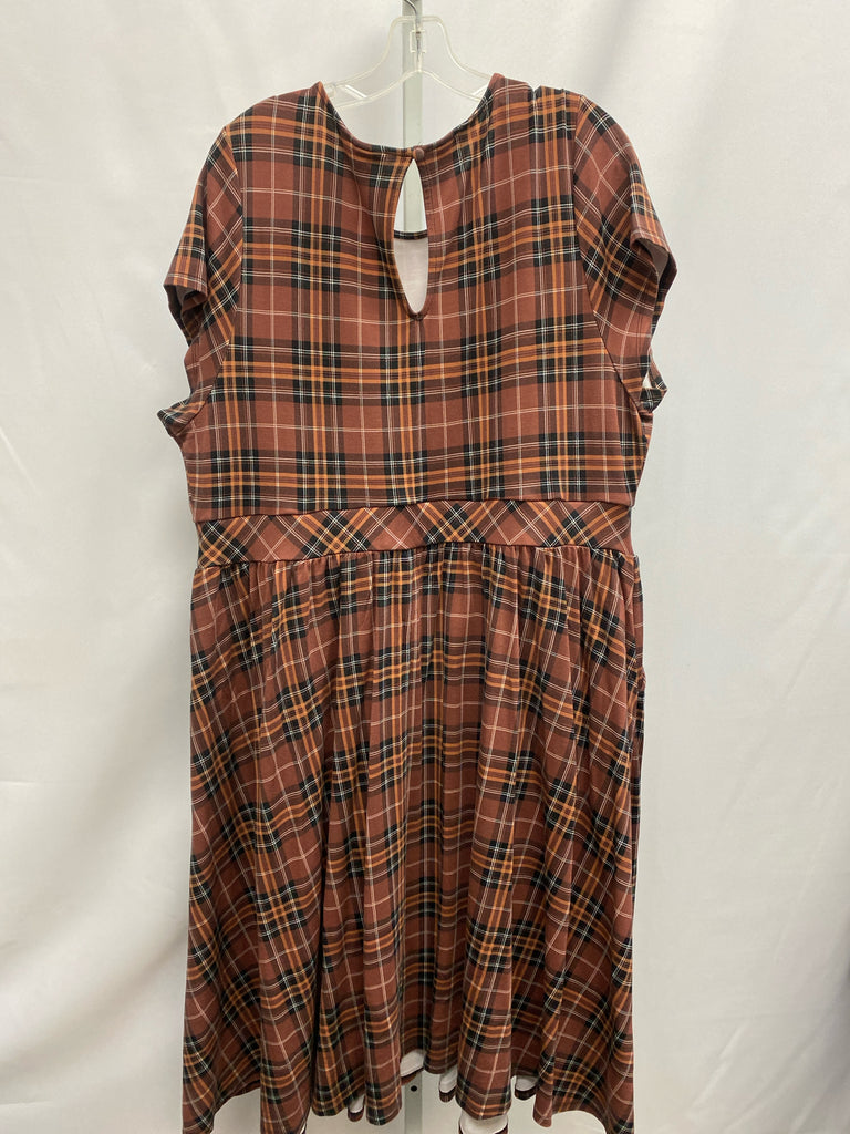 Size 3X Torrid Brown Plaid Short Sleeve Dress