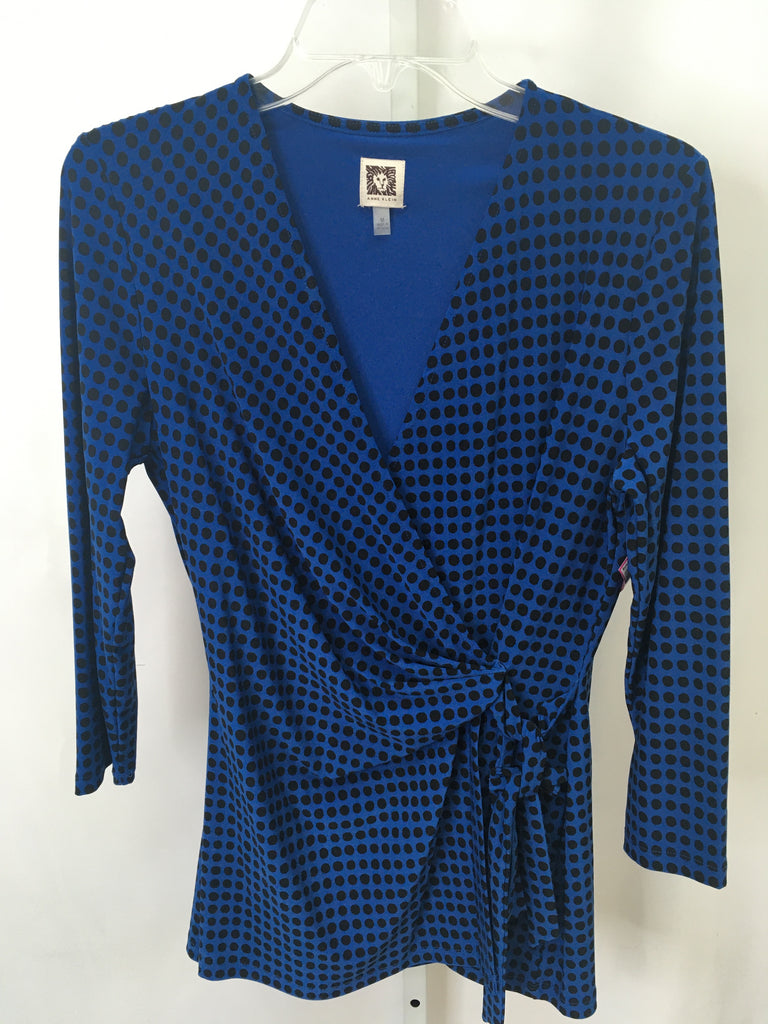Anne Klein Size Medium Blue/Black Long Sleeve Top