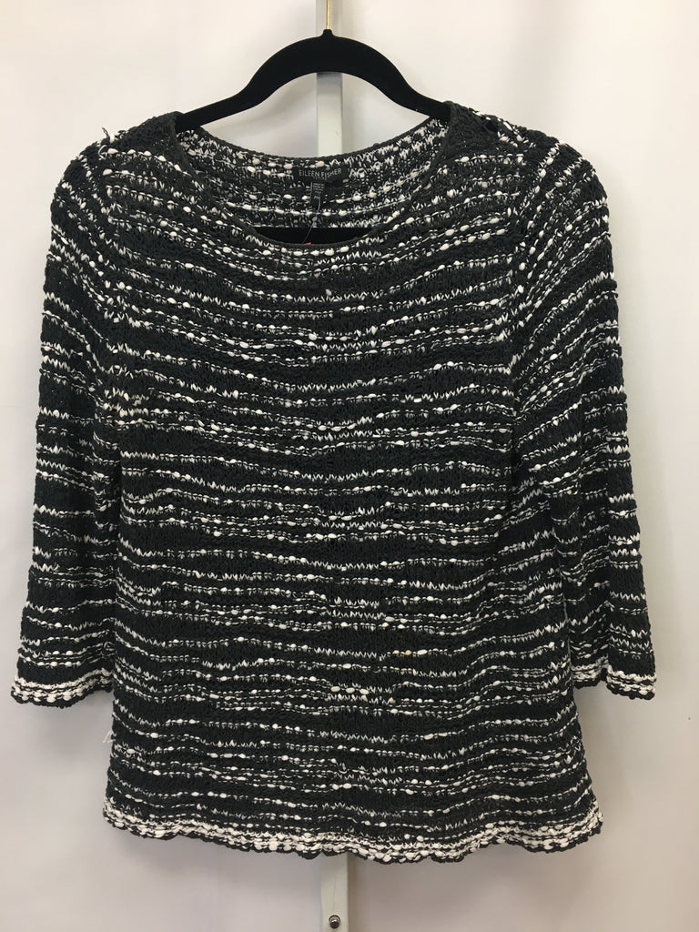 Eileen Fisher Size PM Gray/White 3/4 Sleeve Top