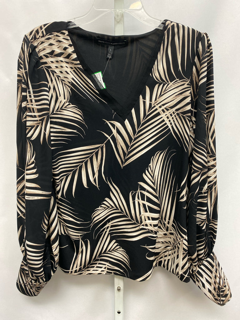 WHBM Size Large Black Print Long Sleeve Top