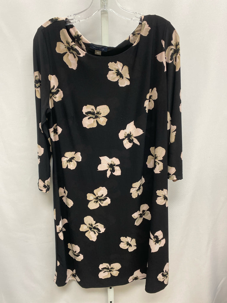 Size 16 Tommy Hilfiger Black Floral 3/4 Sleeve Dress