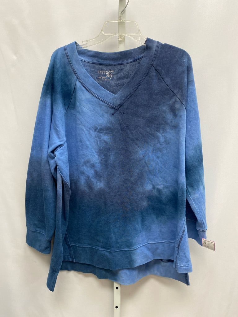 terra&sky Size 1X Blue Long Sleeve Top