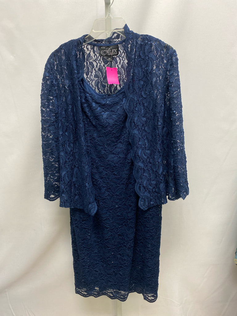 Size 14P Alex Evenings Navy Special Occasion