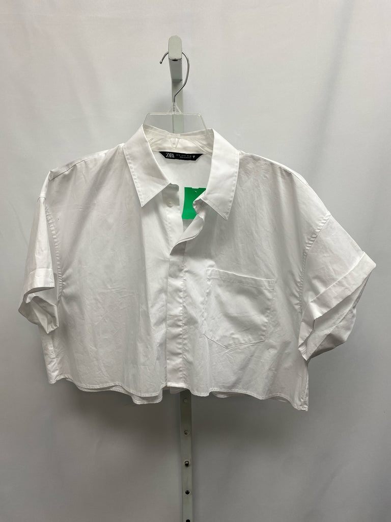 Zara Size Small White Short Sleeve Top