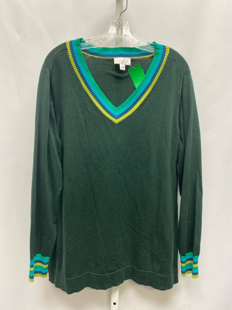 belle Size 1X Hunter Green Long Sleeve Sweater
