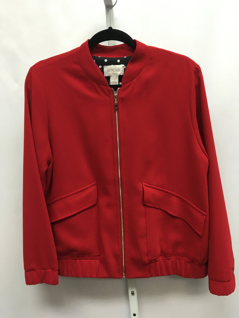 Chico's Size Chico's 1 (Medium) Red Jacket/Outerwear