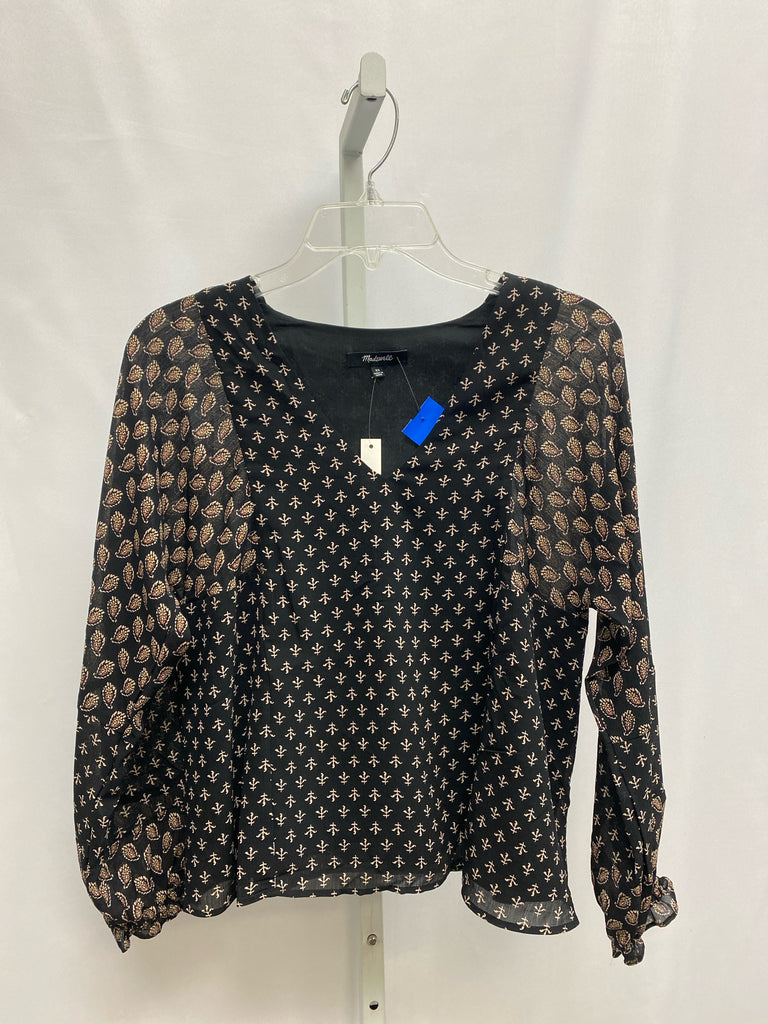 madewell Size XS Black Print Long Sleeve Top